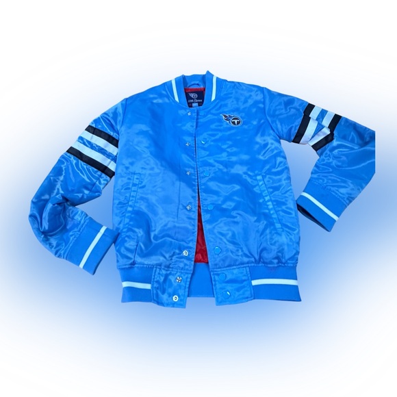 Titan’s team light blue satin bomber jacket by 22nd Element.Men’s XS.